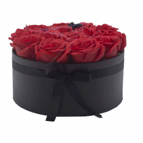 Soap Flower Bouquet - 14 Red Roses - Round