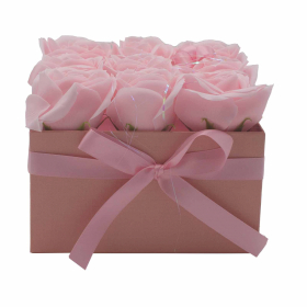 Soap Flower Bouquet - 9 Pink Roses - Square