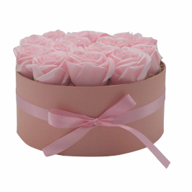 Soap Flower Bouquet - 14 Pink Roses - Round