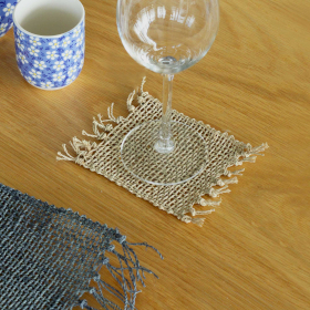 4x Seagrass Fringe Natural Coaster - Natural