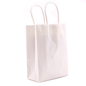 12x Lrg Cord Handle Paper Gift Bag (26x32x12cm) - White (130g)