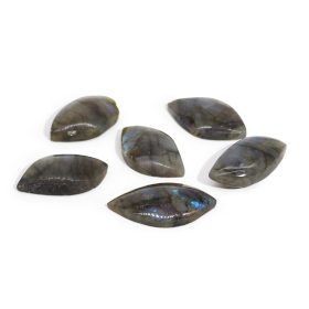 6x Madagascar Labradorite Leaf Stones (approx 13-20g 45-50mm)