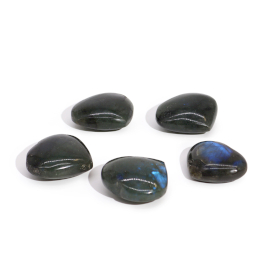 6x Madagascar Labradorite Hearts Stones (approx 17-3g 30-40mm)