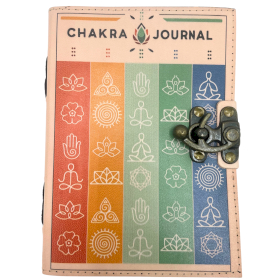 Leather Seven Chakra Colours Deckle-edge Notebook 17.5x12.5x3cm