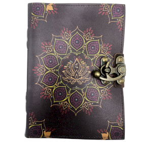 Leather Lotus Mandala Deckle-edge Notebook 17.5x12.5x3cm