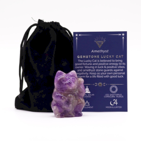 Gemstone Lucky Cat - Amethyst 50x35x25mm