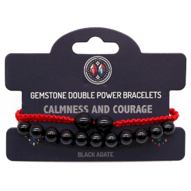 3x Gemstone Double Power Braclets- Black Agate