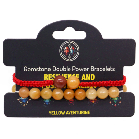 3x Gemstone Double Power Braclets- Yellow Adventurine