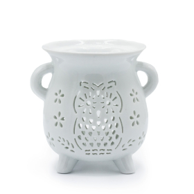 3x Cauldron Oil Burner - Owl - White