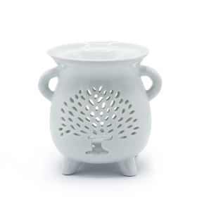 3x Cauldrons Oil Burner - Tree of Life - White