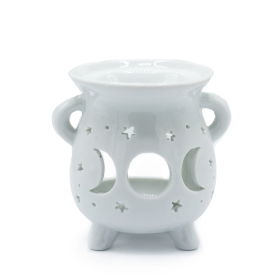 3x Cauldrons Oil Burner - Moon Phase - White