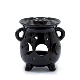 3x Cauldrons Oil Burner - Moon Phase - Black