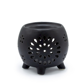 3x Squat Pot Oil Burner Flower Burst - Matt Black