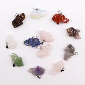 12x Gemstone Lucky Elephants Pendants (12 assorted)  25x15mm