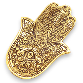 6x Gold Aluminium  Small Hamsa Incense Holder 13x5.5cm