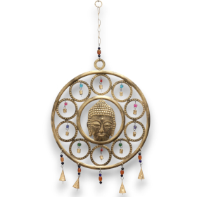 4x Indian Chimes - Lrg Buddha  Face 15 Bell Chimes - 36cm