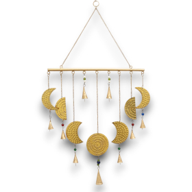 4x Indian Chimes - Brass Moon Phases Chimes - 43x40cm