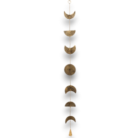 4x Indian Chimes - Brass Moon Phases Drop with Bell - 25cm