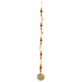 4x Indian Chimes - Brass Flower of Life with Rudraksha Beads String Bells - 6x63cm