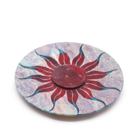 4x Soapstone Disc Incense Holder 10cm - Sun Flower (5 stick holder)