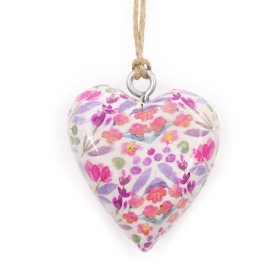 24x Lrg Decor Wood Hearts -  Blue Floral (24)