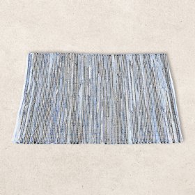 Large Jute and Recycled Cotton Rug - 130x170cm - Blue