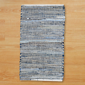 Medium Jute and Recycled Cotton Rug - 90x150cm - Blue