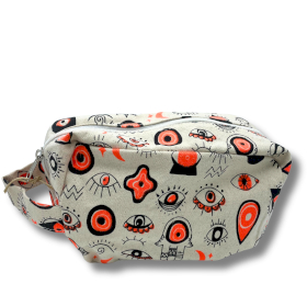 6x Small Multi Eyes Cotton Canvas Boxy Toiletry Bag