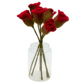 6x Felt Flowers - Red Roses