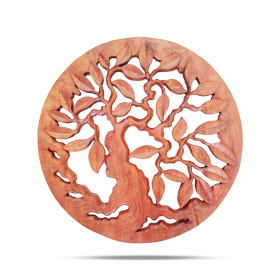 Round Decorative Wooden Chunk Tree of Life Panel 40cm