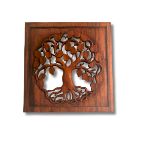 Square Decorative Wooden Tree of Life Panel 40x40cm