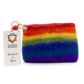 3x Natural Felt Zipper Pouch (asst) - Rainbow