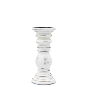 Classic Candle Stand - Whitewash -  23x10cm - Small