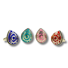 4x Nepalese Style Tear Ring (4 colour) Selection