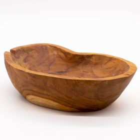 Natural Rough Shape Teakwood Fruit Bowl - 31x22x8cm