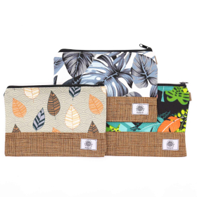 6x Large Luxury Tropical Pouches - (3x2 assorted designs) - 26x17cm