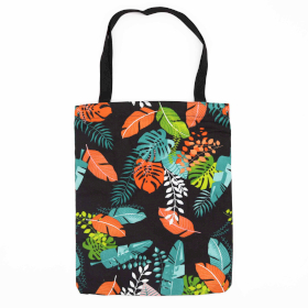 6x Classic Tote Zipper Bag (Dark Tropical Motif) 40x34cm