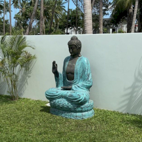 Large Turquoise & Stone Buddha Teaching on Lotus - 2m