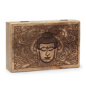 Big Rectangle Box 21.5x14x6.3cm - Buddha Face Black Engraved