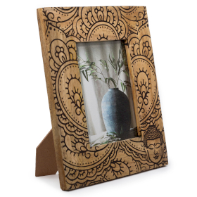 Lrg Mango Wood Picture Frame (for 13x18cm) 28x23x2cm - Buddha - Black