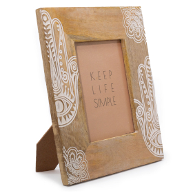 Lrg Mango Wood Picture Frame (for 13x18cm) 28x23x2cm - Hamsa - White