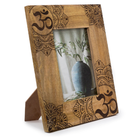 Lrg Mango Wood Picture Frame (for 13x18cm) 28x23x2cm - Mandala - Black