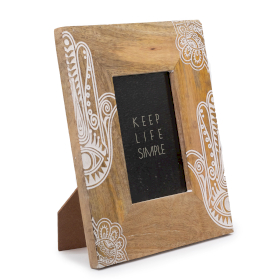 Med Mango Wood Picture Framel (for 10x15cm) 26x20x2cm - Hamsa - White