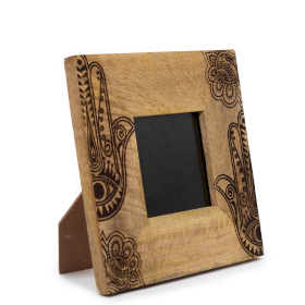 Small Mango Wood Picture Framel (for 10x15cm) 20x20x2cm - Hamsa - Black