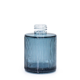 6x 150ml Ribbed Round Reed Diffuser Bottle (28mm Neck) - Smoky Blue