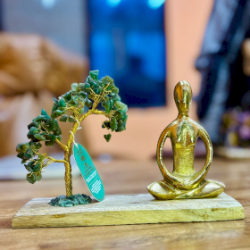 Gemstone Yoga Garden - Padmasana Pose - Green Aventurine - Tilted Tree - 100 chipstones