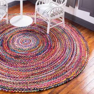 Round Jute and Recycled Cotton Rugs for Resale