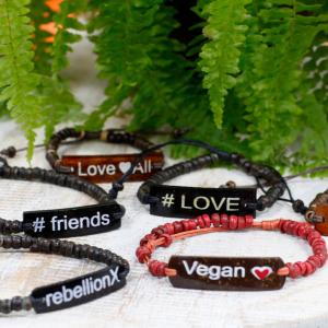 Supplier of Slogan Bracelets made from Coconuts