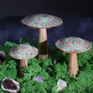 Wooden Enamelled Mushroom Decoration for Retailers